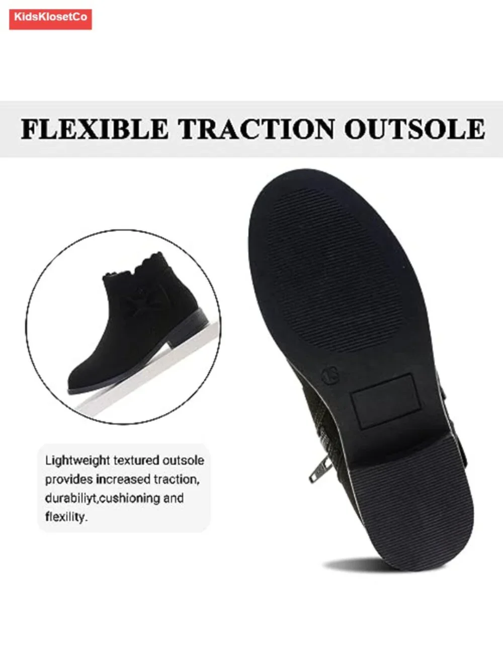 Girls Ankle Boots Bow Side Zipper Low Heel Suede Microsuede Outdoor Warm Shoes